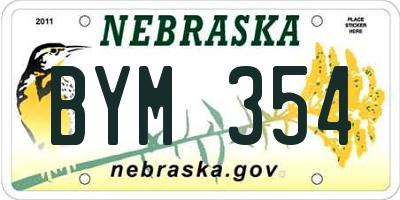 NE license plate BYM354