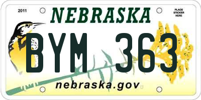NE license plate BYM363