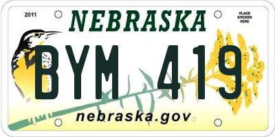 NE license plate BYM419