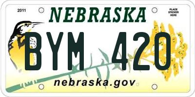 NE license plate BYM420