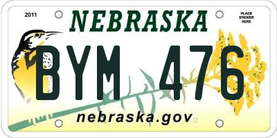 NE license plate BYM476