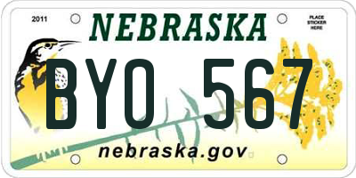 NE license plate BYO567
