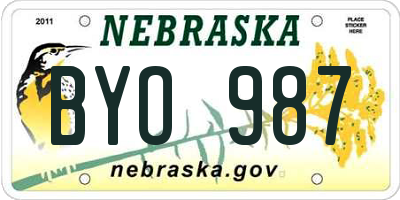 NE license plate BYO987
