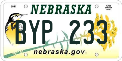 NE license plate BYP233