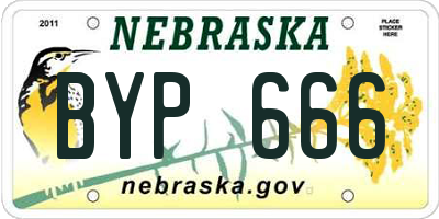 NE license plate BYP666
