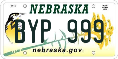 NE license plate BYP999
