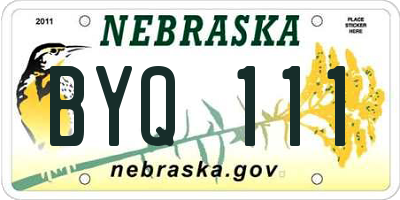 NE license plate BYQ111
