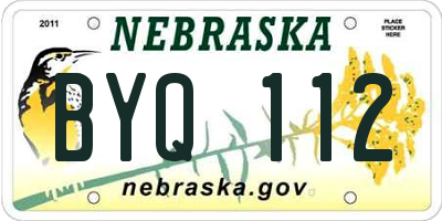 NE license plate BYQ112