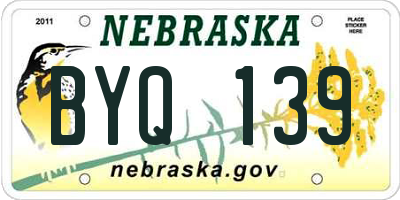 NE license plate BYQ139