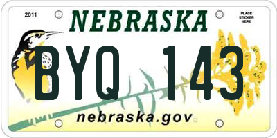 NE license plate BYQ143
