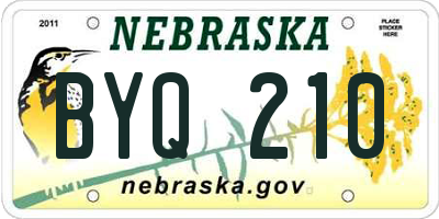 NE license plate BYQ210