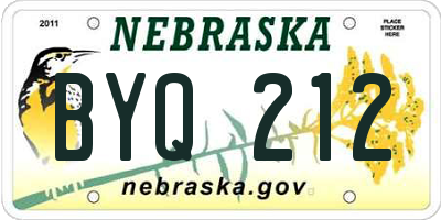 NE license plate BYQ212