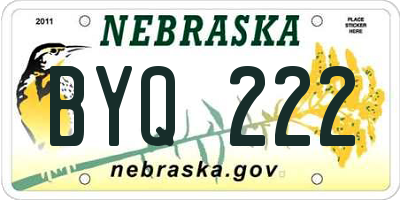 NE license plate BYQ222
