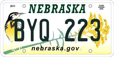 NE license plate BYQ223