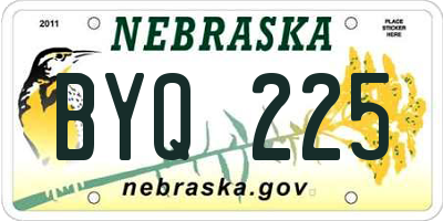 NE license plate BYQ225