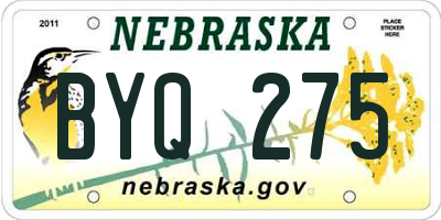 NE license plate BYQ275
