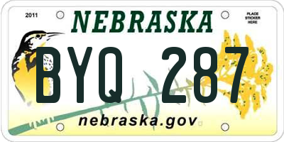 NE license plate BYQ287