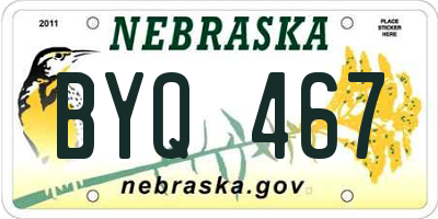 NE license plate BYQ467