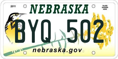 NE license plate BYQ502