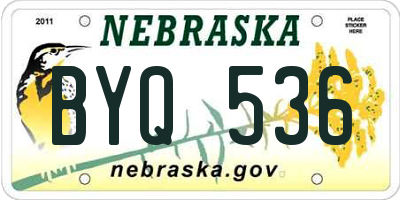 NE license plate BYQ536