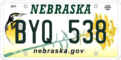 NE license plate BYQ538