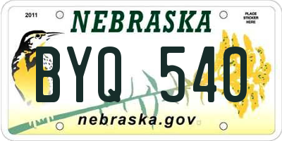 NE license plate BYQ540