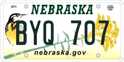 NE license plate BYQ707