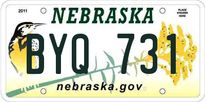 NE license plate BYQ731