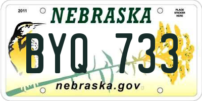 NE license plate BYQ733