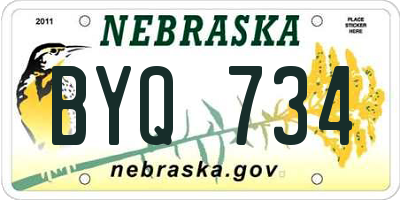 NE license plate BYQ734