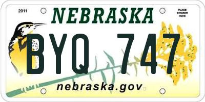 NE license plate BYQ747