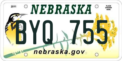 NE license plate BYQ755