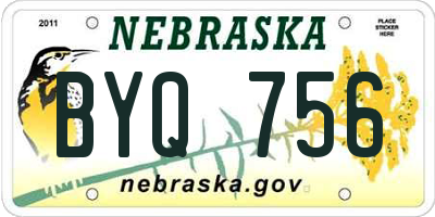 NE license plate BYQ756