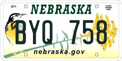 NE license plate BYQ758