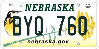 NE license plate BYQ760