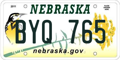 NE license plate BYQ765