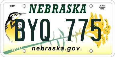 NE license plate BYQ775
