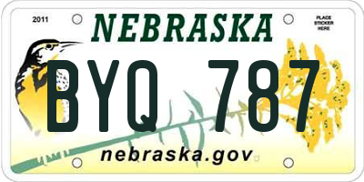 NE license plate BYQ787