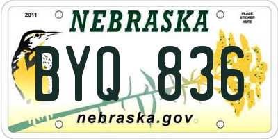 NE license plate BYQ836