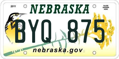 NE license plate BYQ875