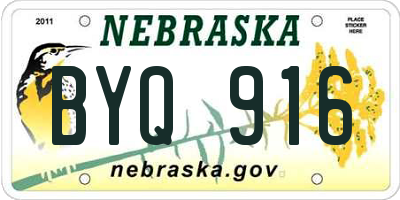 NE license plate BYQ916