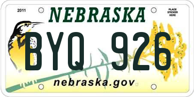 NE license plate BYQ926
