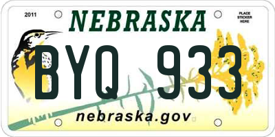 NE license plate BYQ933