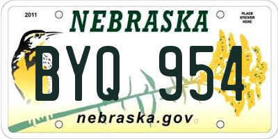 NE license plate BYQ954