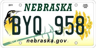 NE license plate BYQ958
