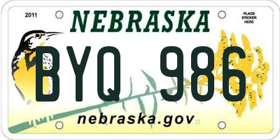 NE license plate BYQ986
