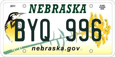 NE license plate BYQ996