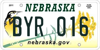 NE license plate BYR016
