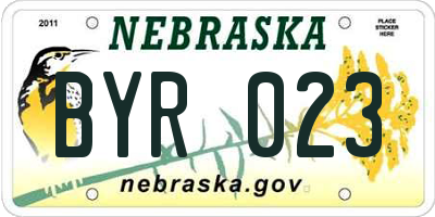 NE license plate BYR023
