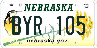 NE license plate BYR105
